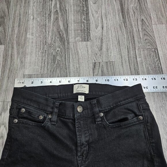 J Crew Toothpick Jeans Womens 26 Black Skinny Stretch Denim Pants Cropped - Picture 9 of 13